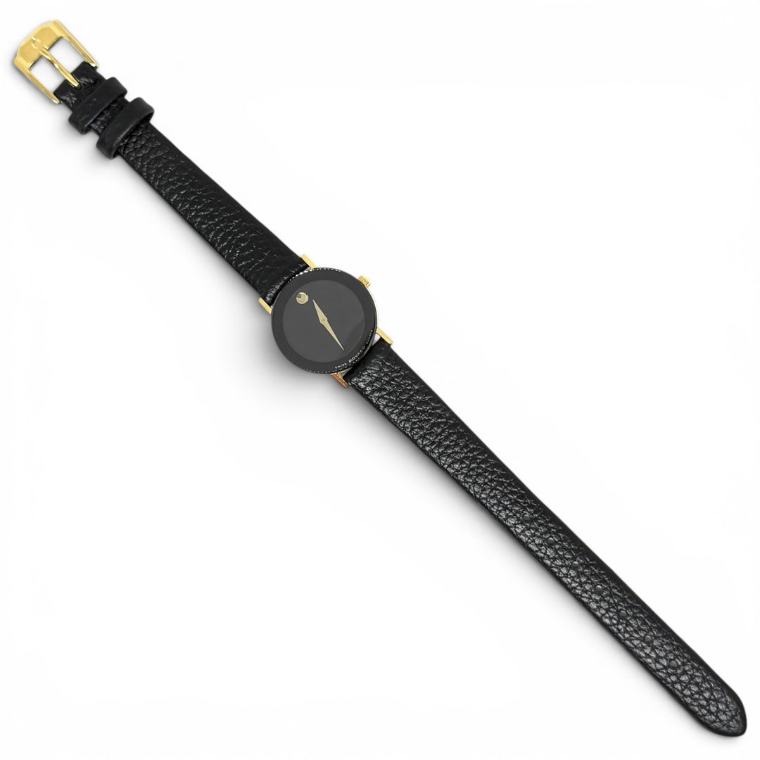 Movado Ladies Black Museum Dial Leather Strap Quartz Watch 23mm Ref. 88.C1.825.2