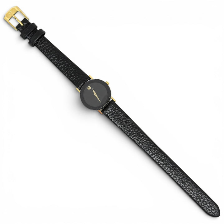 Movado Ladies Black Museum Dial Leather Strap Quartz Watch 23mm Ref. 88.C1.825.2
