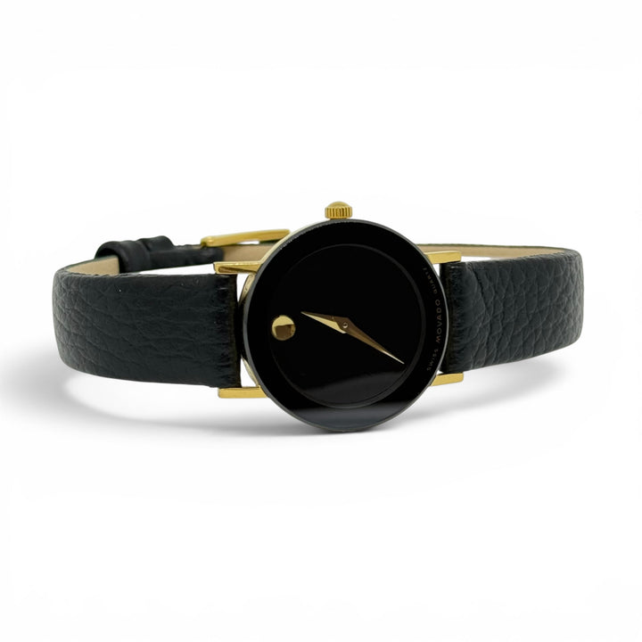 Movado Ladies Black Museum Dial Leather Strap Quartz Watch 23mm Ref. 88.C1.825.2