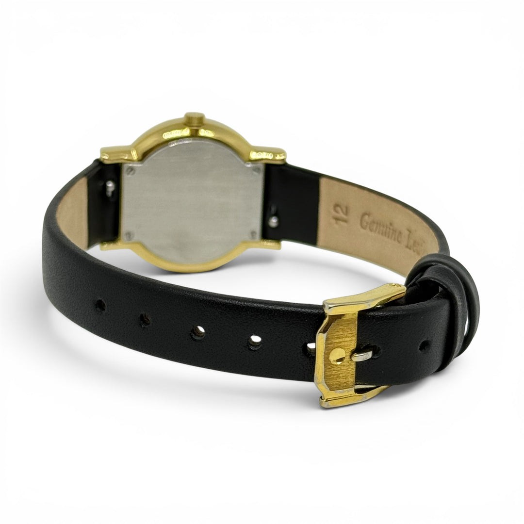 Movado Ladies Black Museum Dial Leather Strap Quartz Watch 24mm Ref. 87-90-820