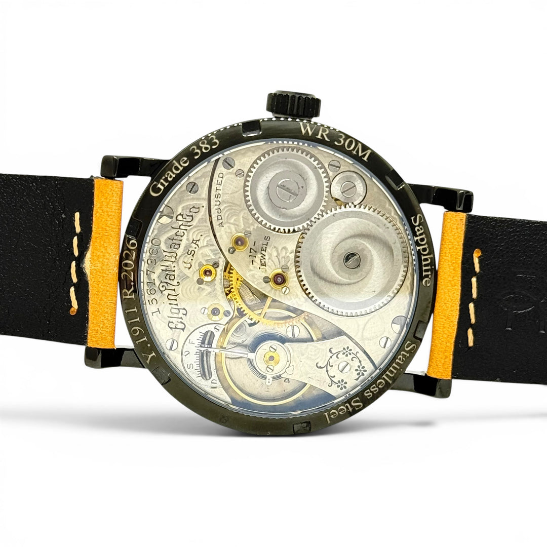 Elgin Grade 383 Pocket Watch Conversion 43mm Black PVD Y-1911