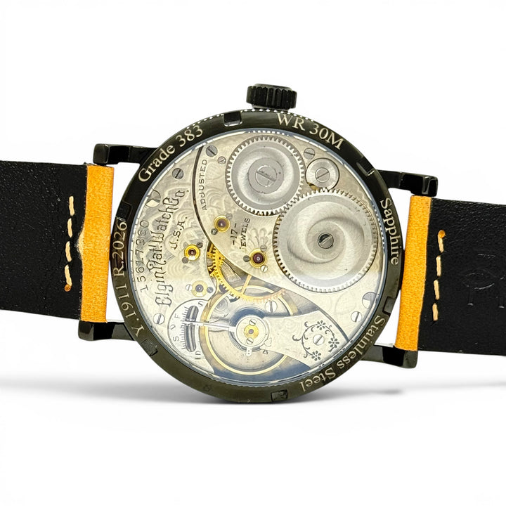 Elgin Grade 383 Pocket Watch Conversion 43mm Black PVD Y-1911