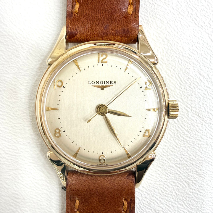Longines Watch 1950s 10K Gold Filled 33mm Horn Lugs