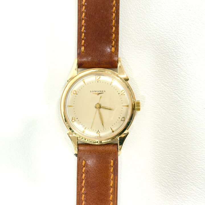 Longines Watch 1950s 10K Gold Filled 33mm Horn Lugs