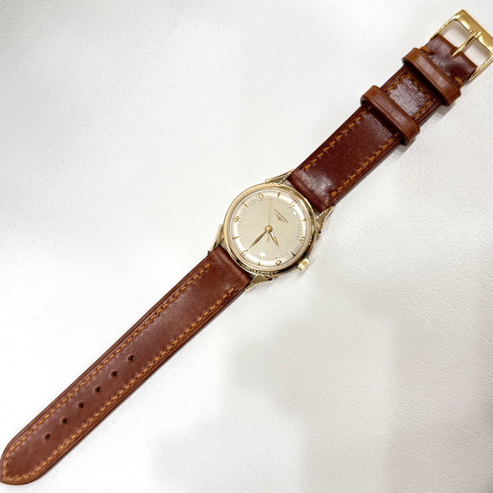 Longines Watch 1950s 10K Gold Filled 33mm Horn Lugs