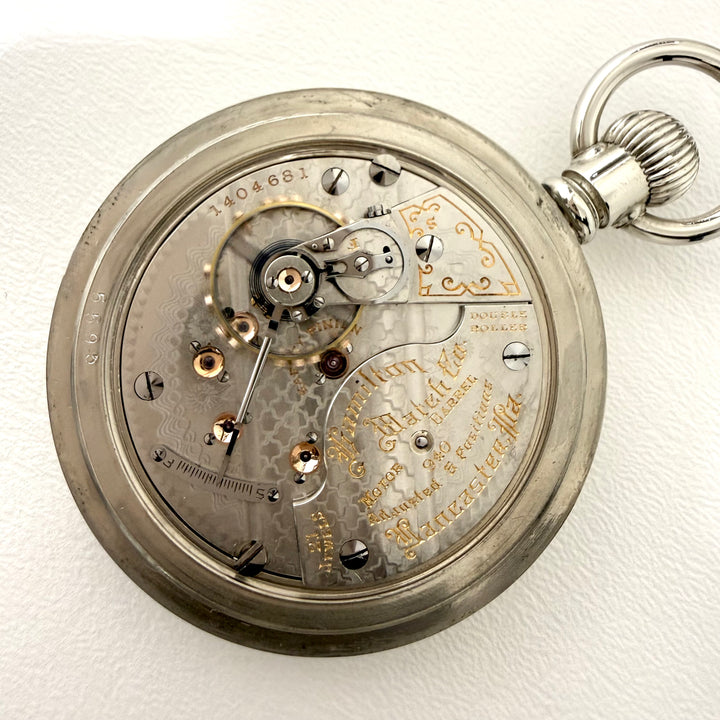 Hamilton 940 Railroad Pocket Watch Silverode 18 Size C.1916