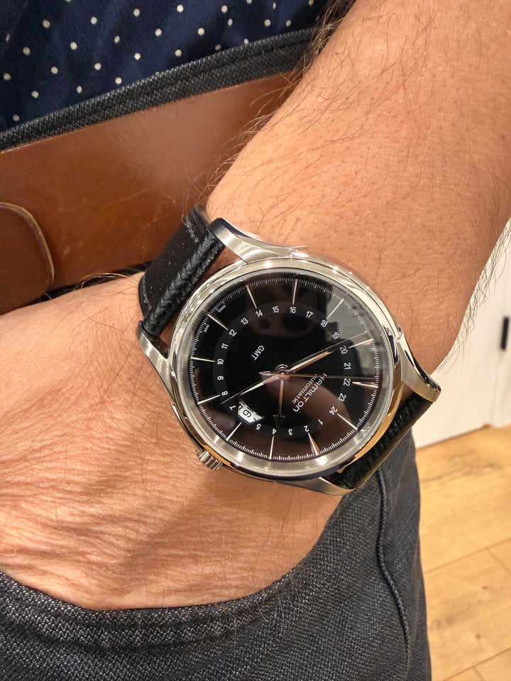 Hamilton Jazzmaster Traveler GMT Automatic Black Dial Leather Strap 40mm H325850