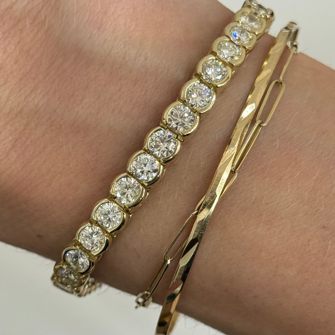Natural Diamond Tennis Bracelet 10.92CTW 14K Yellow Gold
