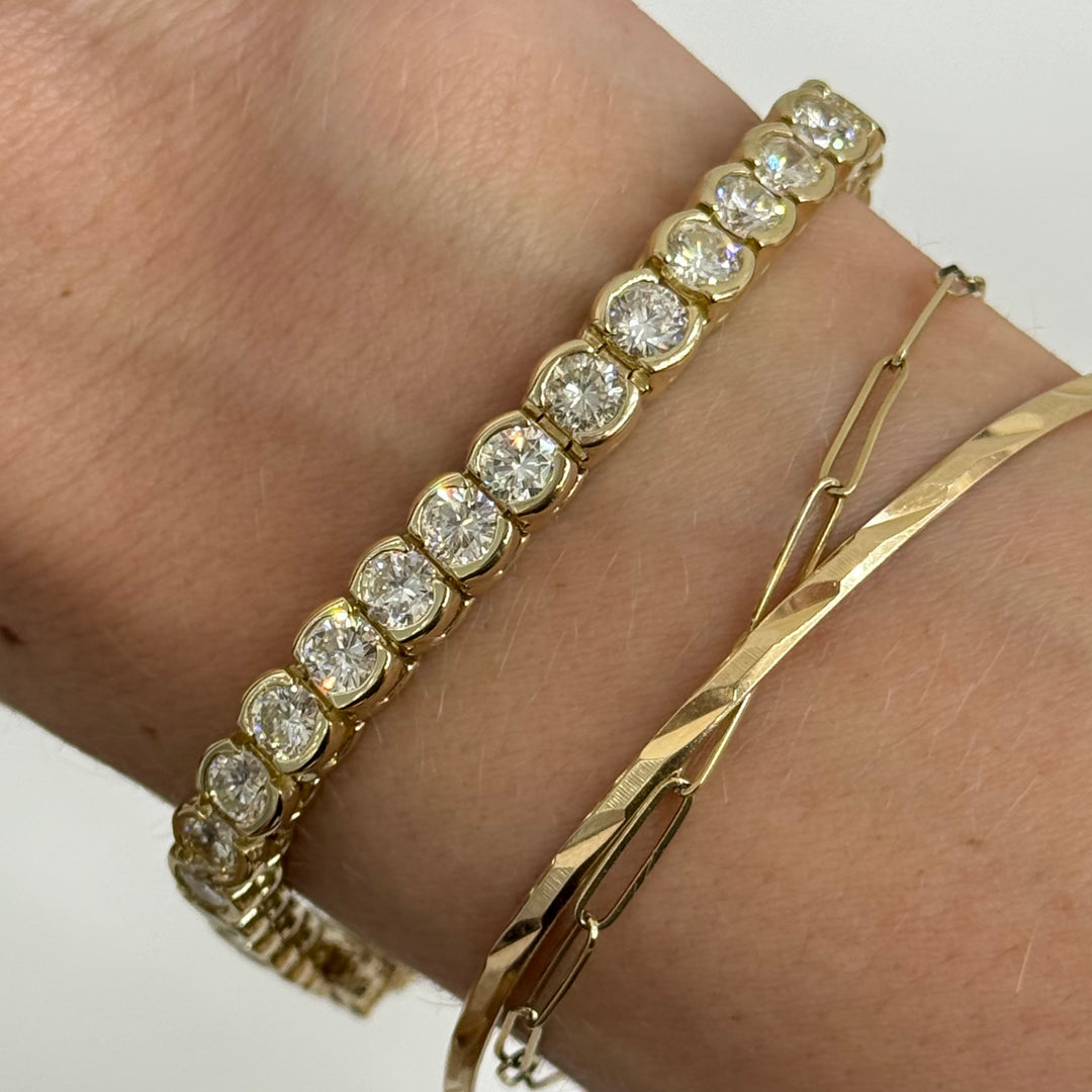 Natural Diamond Tennis Bracelet 10.92CTW 14K Yellow Gold