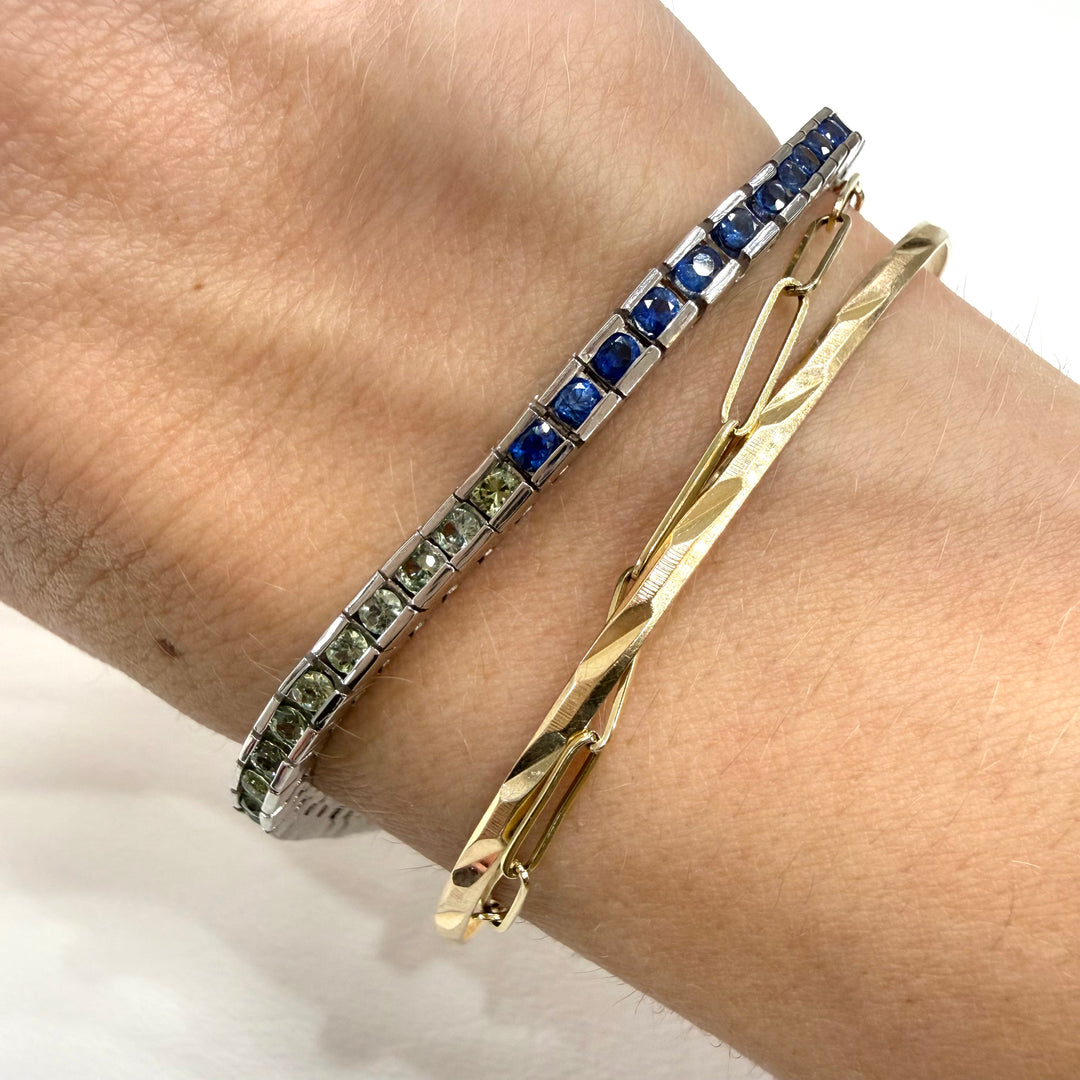 Multi-Colored Sapphire Tennis Bracelet 18K White Gold 2.86CTW