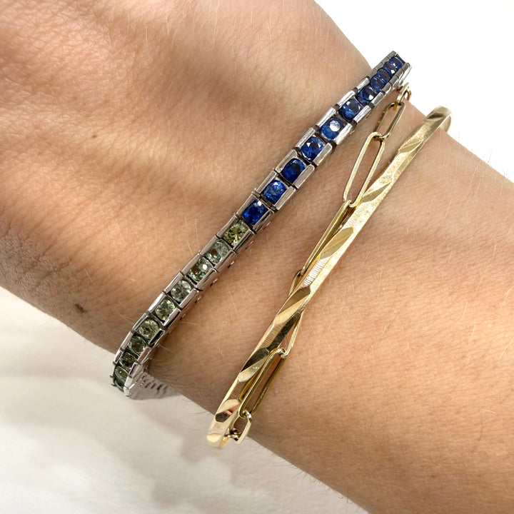 Multi-Colored Sapphire Tennis Bracelet 18K White Gold 2.86CTW