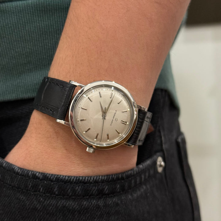Eterna-Matic Automatic 17 Jewel Stainless Steel 34mm Watch Y-1956