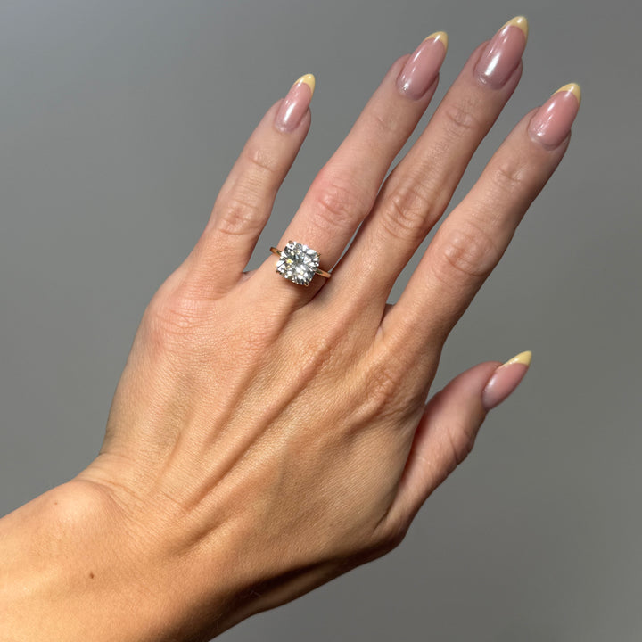 Lab Grown Cushion Diamond Solitaire Ring 5.29CT 14K Yellow Gold