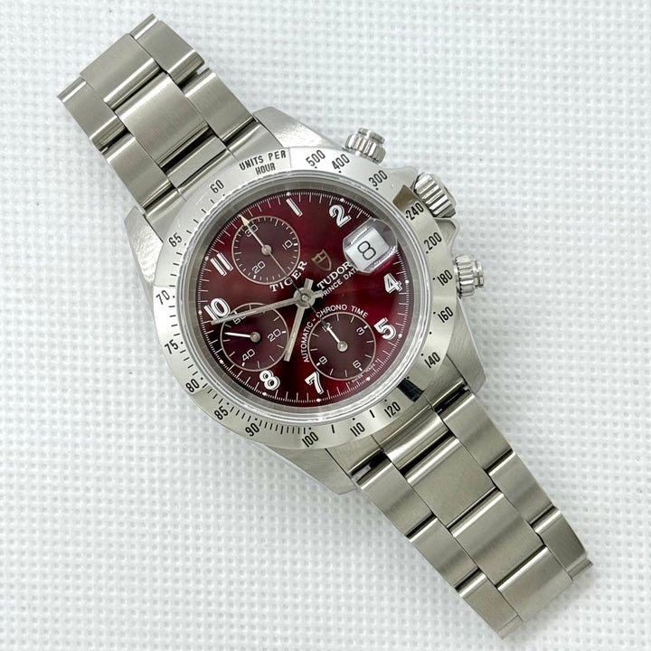 Tudor Tiger Prince Date Chronograph 79280 Oxblood Guilloché Dial