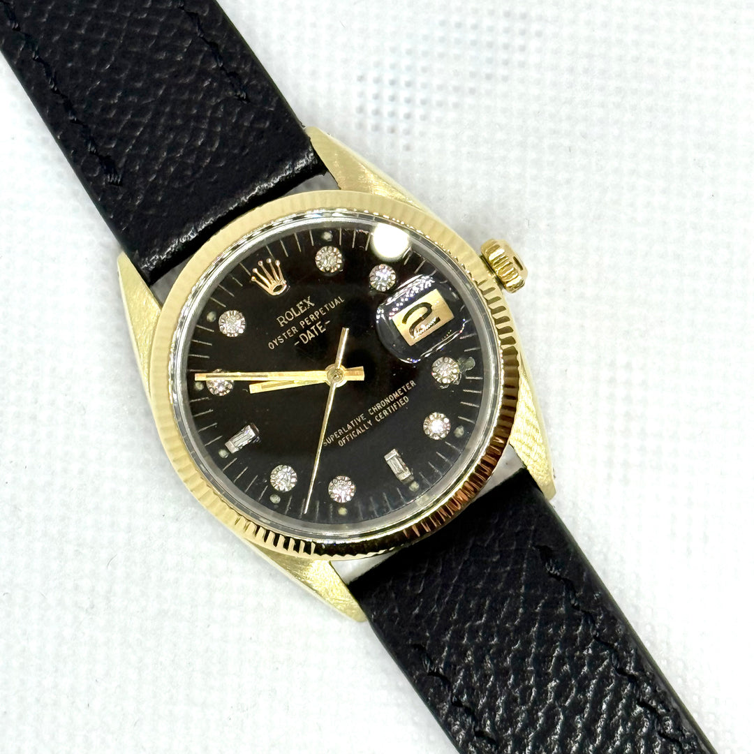 Rolex Date 1550 34mm Gold Shell Diamond Dial Y-1979