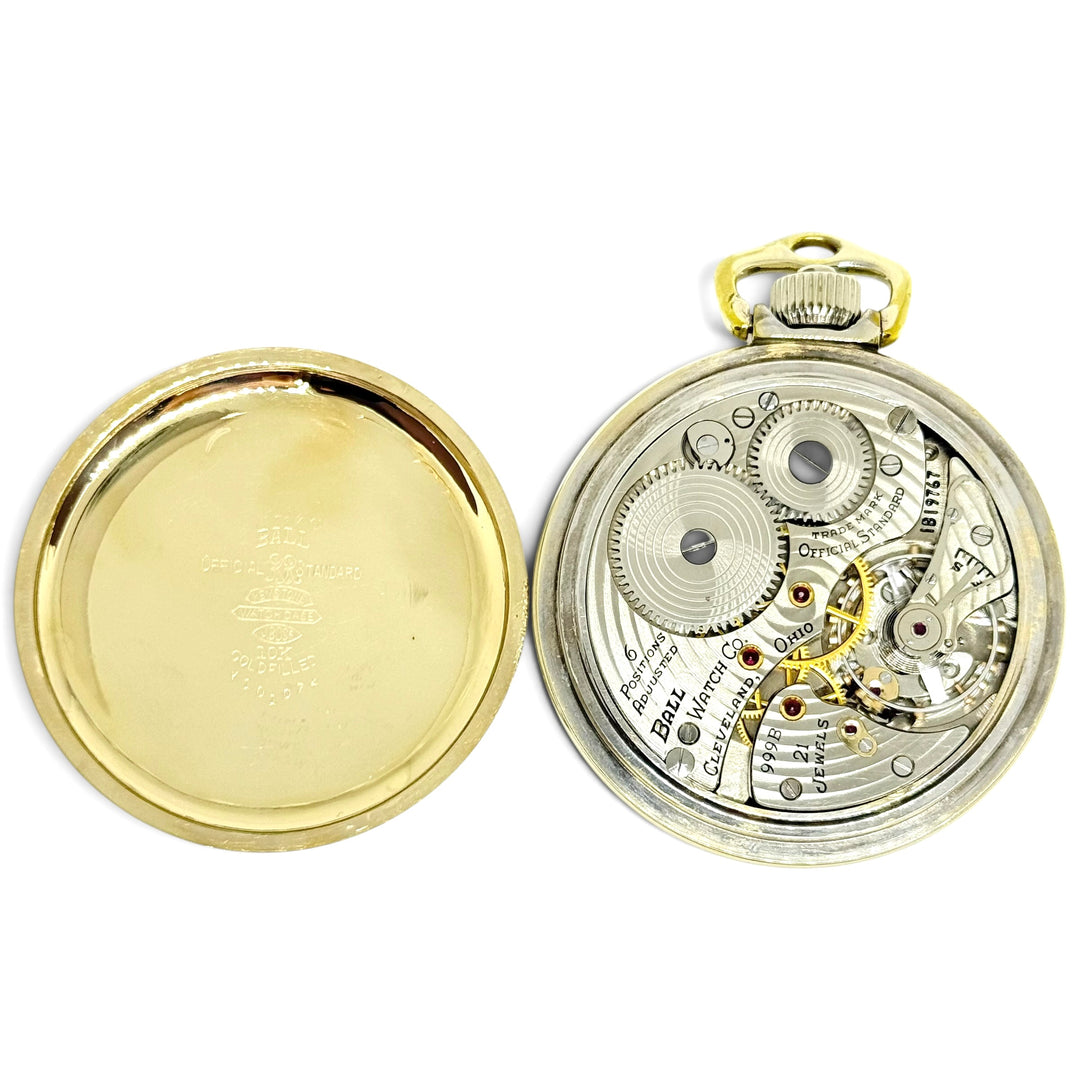 Hamilton Ball Official Standard 999B Pocket Watch Y-1951 10K Gold Filled Size 16