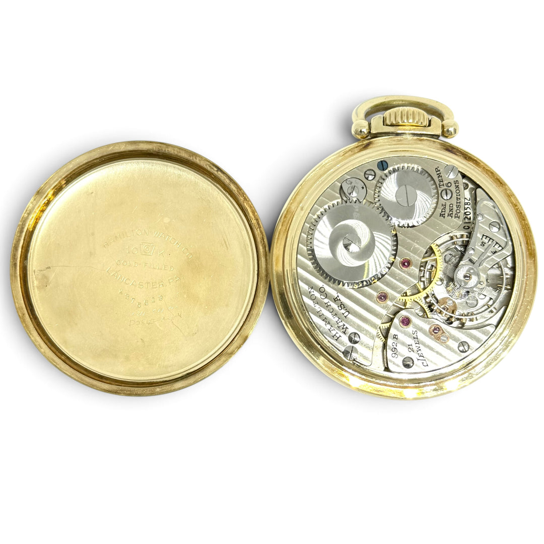 Hamilton Railway Special 992B Railroad Pocket Watch 10K Gold Filled Size 16