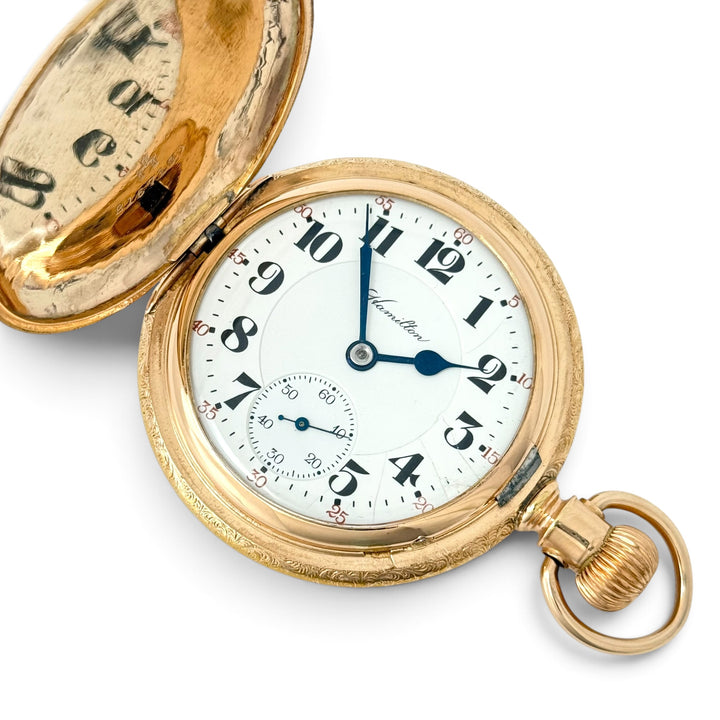 Hamilton 1920 Railroad 993 Hunting Case Pocket Watch Gold Filled Size 16