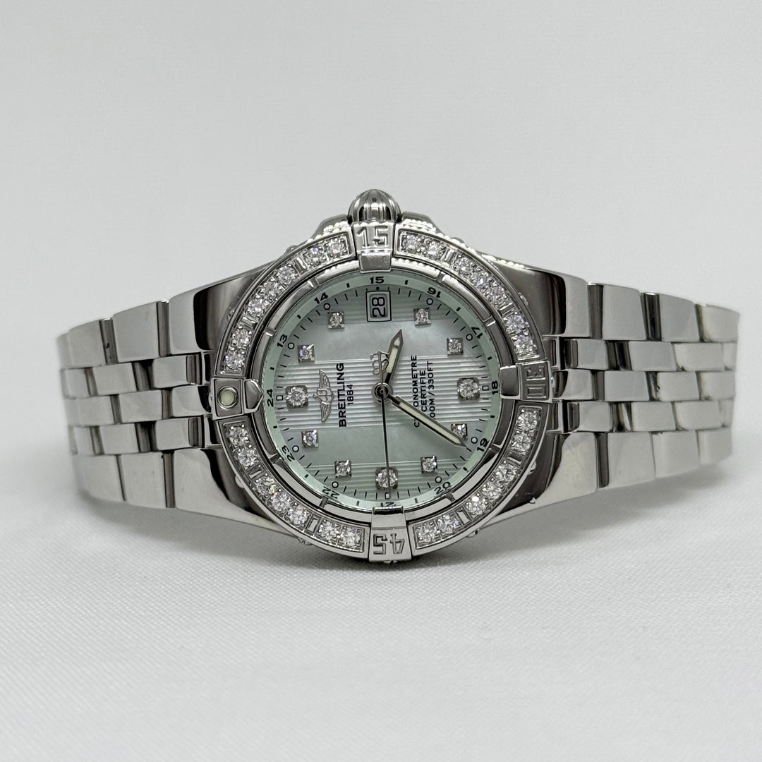Breitling Chronometer Ladies Ref. A71340 Diamond Dial & Bezel Stainless Watch