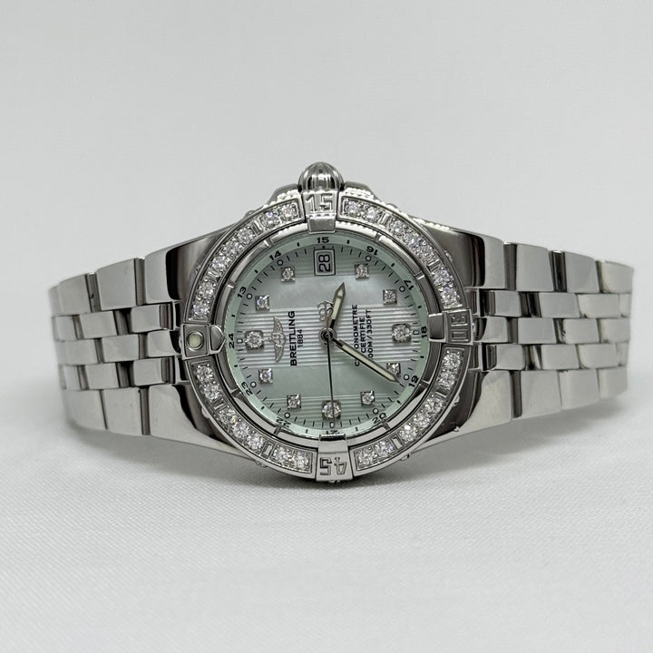 Breitling Chronometer Ladies Ref. A71340 Diamond Dial & Bezel Stainless Watch