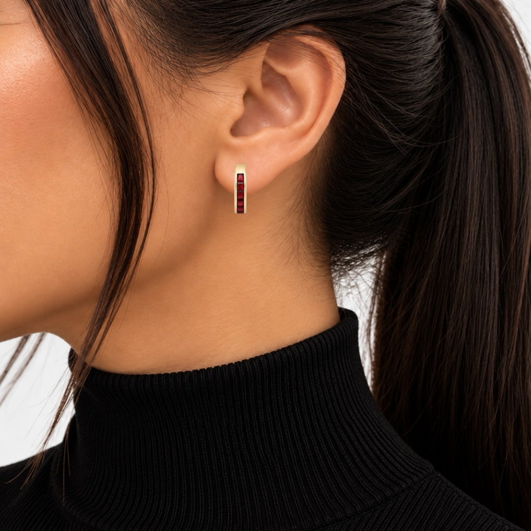 Mozambique Garnet Hoop Earrings 2.64CTW 18K Yellow Gold
