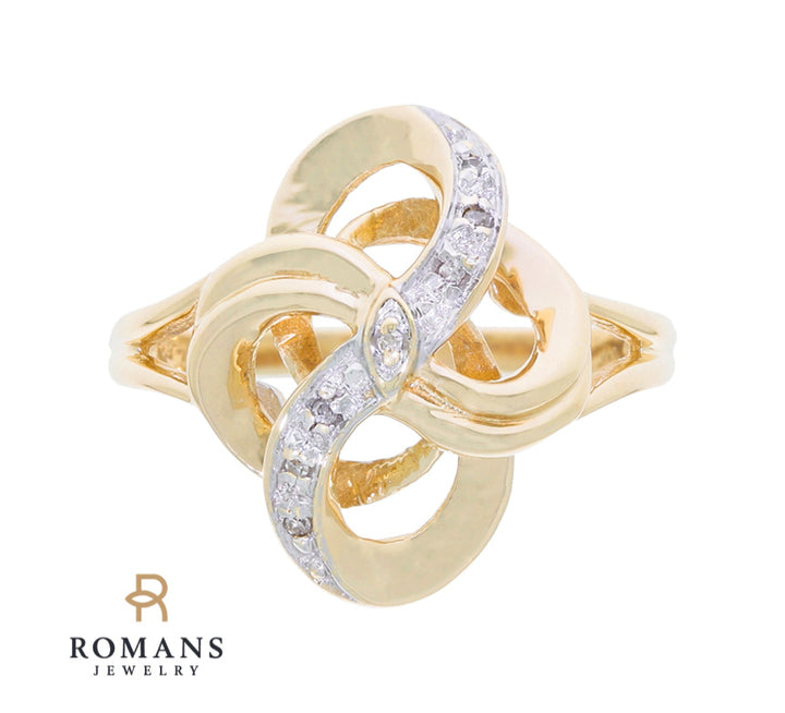 Interlocking Infinity Diamond Ring 10K Two Tone