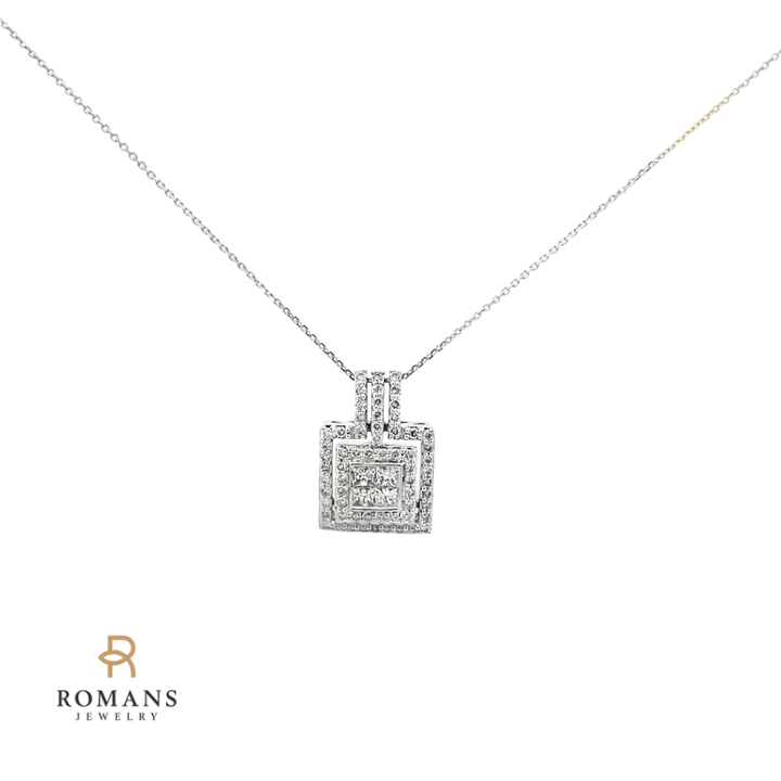 Invisible Set Diamond Pendant 14K White Gold .64CTW