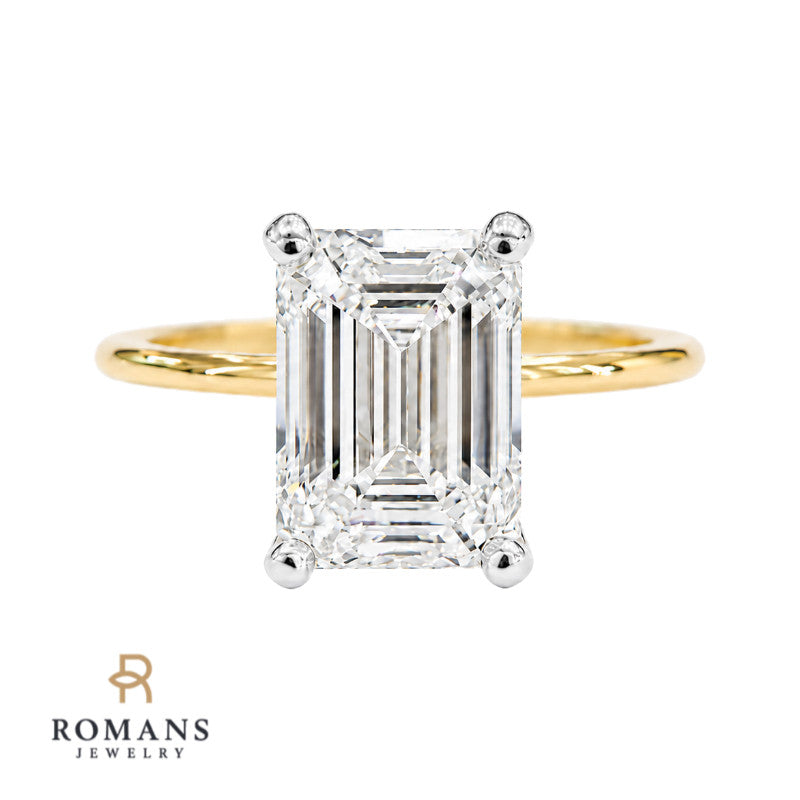 Isleana Emerald Cut Lab Diamond Ring 2.58CT 14K Two Tone Solitaire