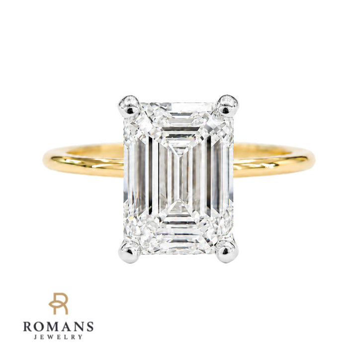 Isleana Emerald Cut Lab Diamond Ring 2.58CT 14K Two Tone Solitaire