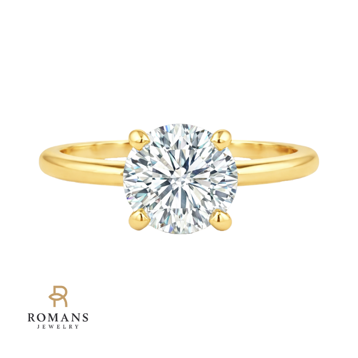 Isleana Solitaire 1.50CT Round Natural Diamond Ring 14K Yellow Gold