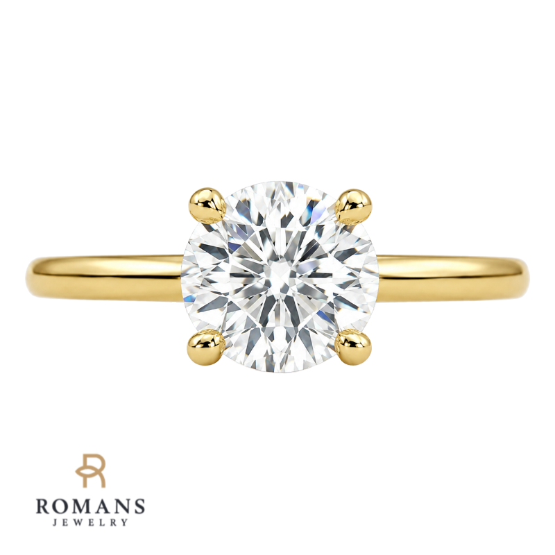 Isleana Solitaire 1.60CT Round Natural Diamond Ring 14K Yellow Gold