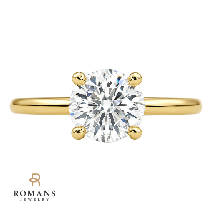 Isleana Solitaire 1.60CT Round Natural Diamond Ring 14K Yellow Gold
