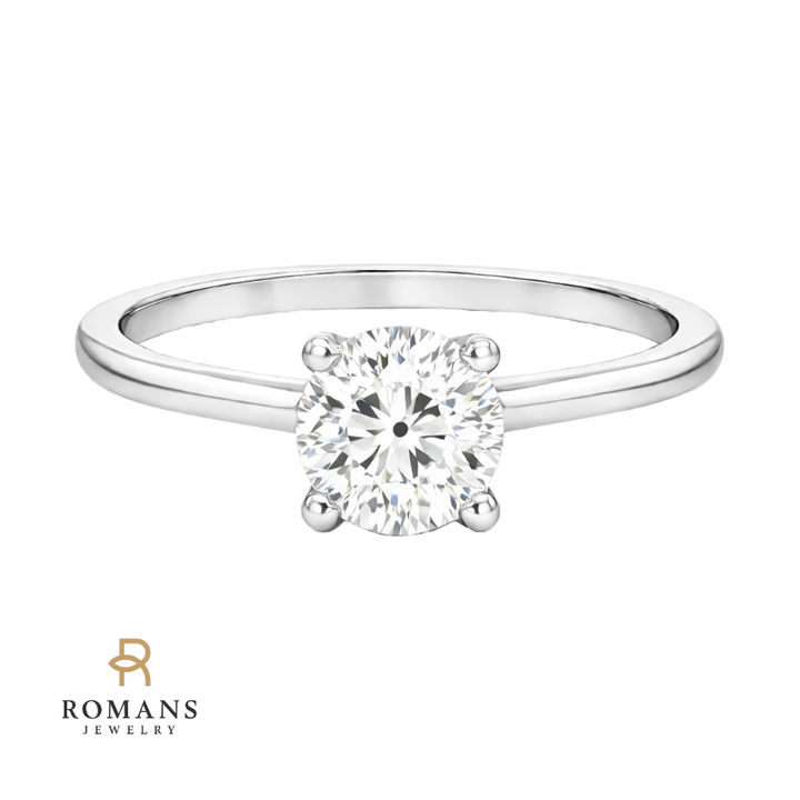 Isleana Solitaire 1CT Old European Certified Natural Diamond Ring 14K White Gold