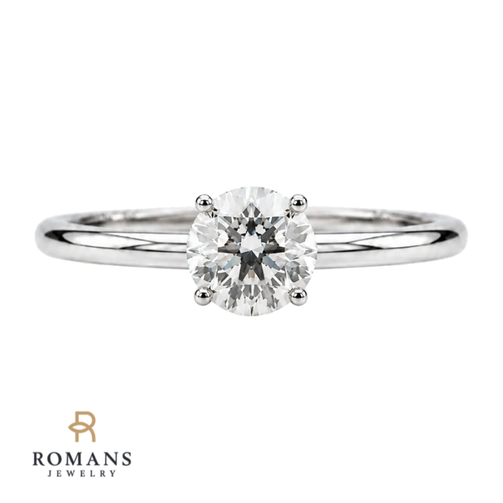 Isleana Solitaire 1CT Old European Certified Natural Diamond Ring 14K White Gold