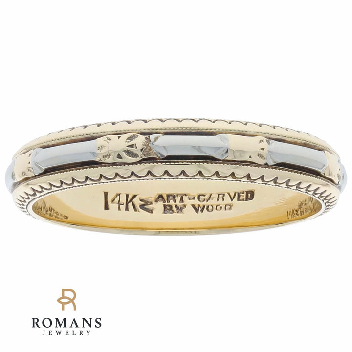 JR Wood Artcarved Vintage Band 14K Two Tone