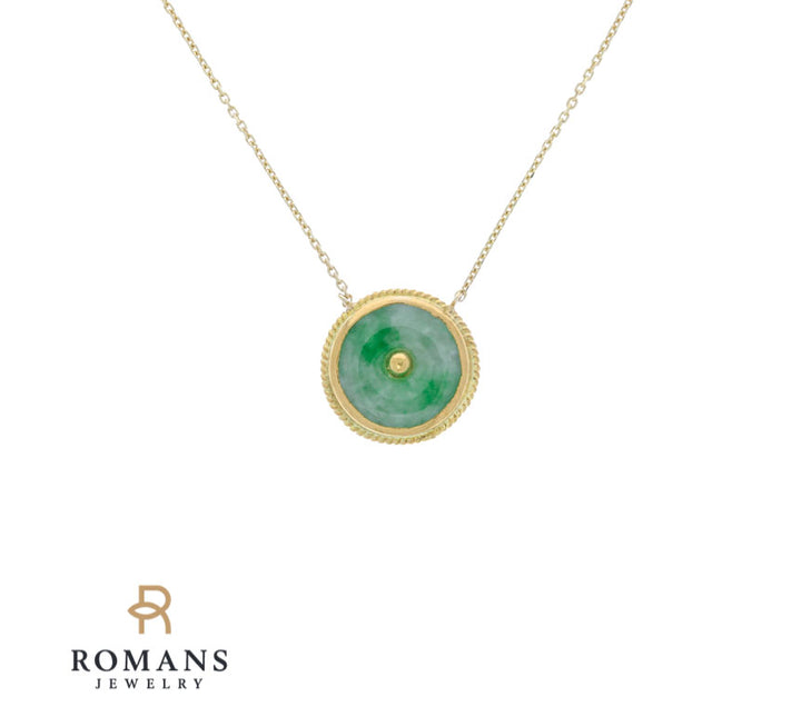 Jade Circle Necklace 22K & 24K Yellow Gold