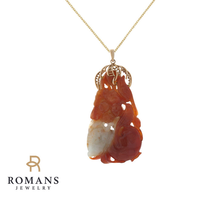 Jade Fancy Bail Pendant 14K Yellow Gold