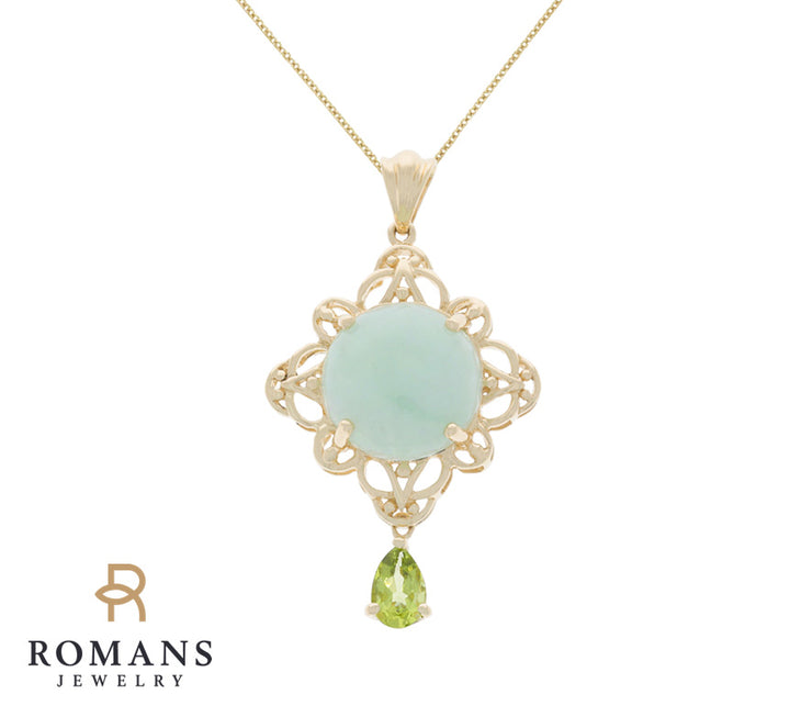 Jade Peridot Pendant 14K Yellow Gold