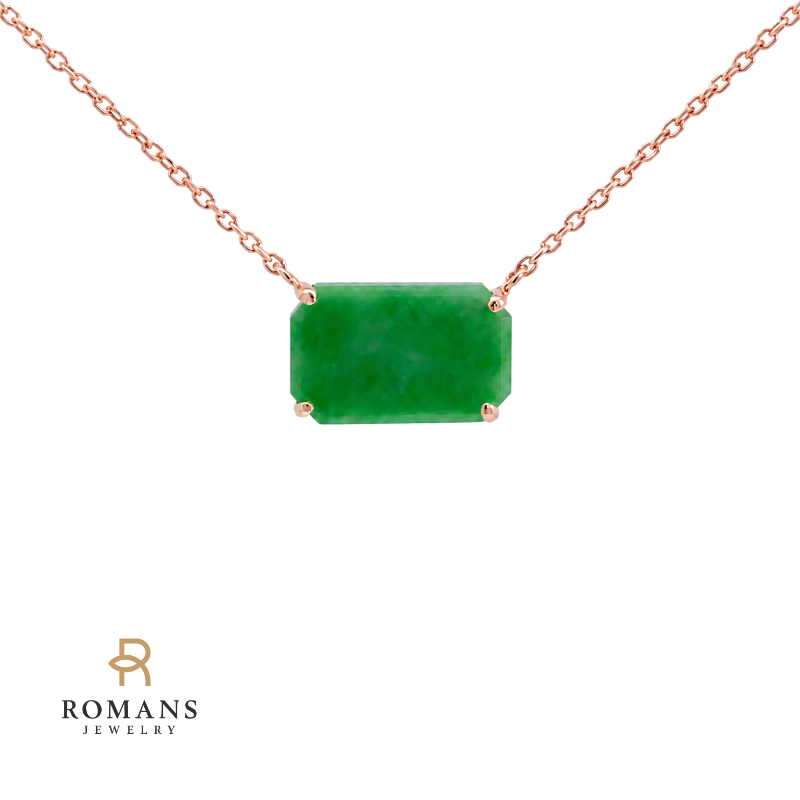 Jade Tablet Floating Necklace 14K Rose Gold
