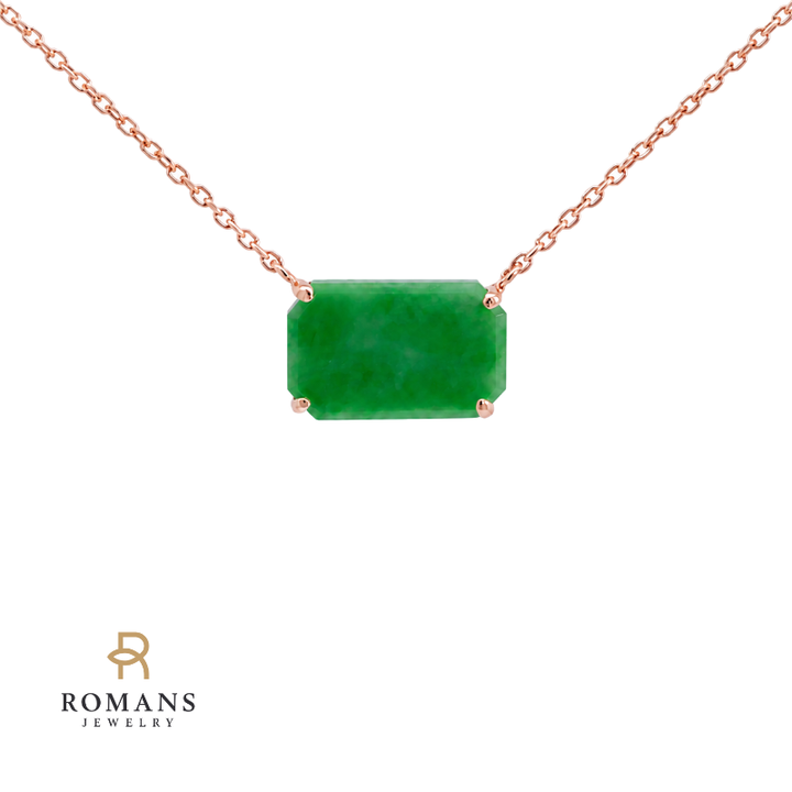 Jade Tablet Floating Necklace 14K Rose Gold