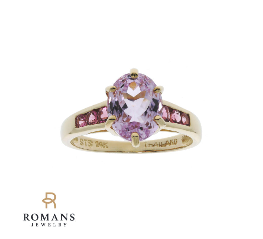Kunzite Morganite Ring 14K Yellow Gold 2.66 CT