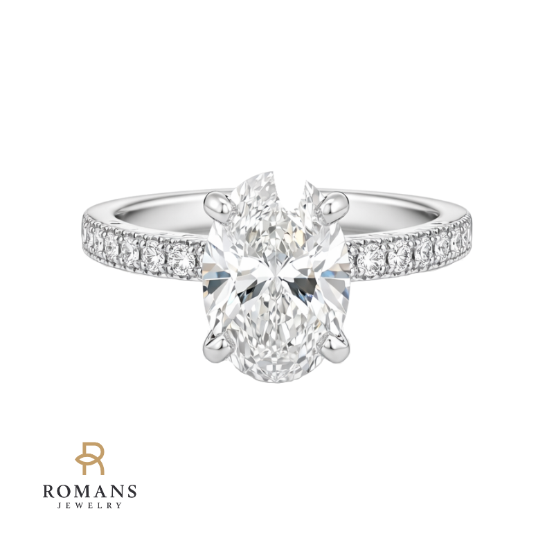 Lab Diamond Oval Engagement Ring Platinum 2.51CT