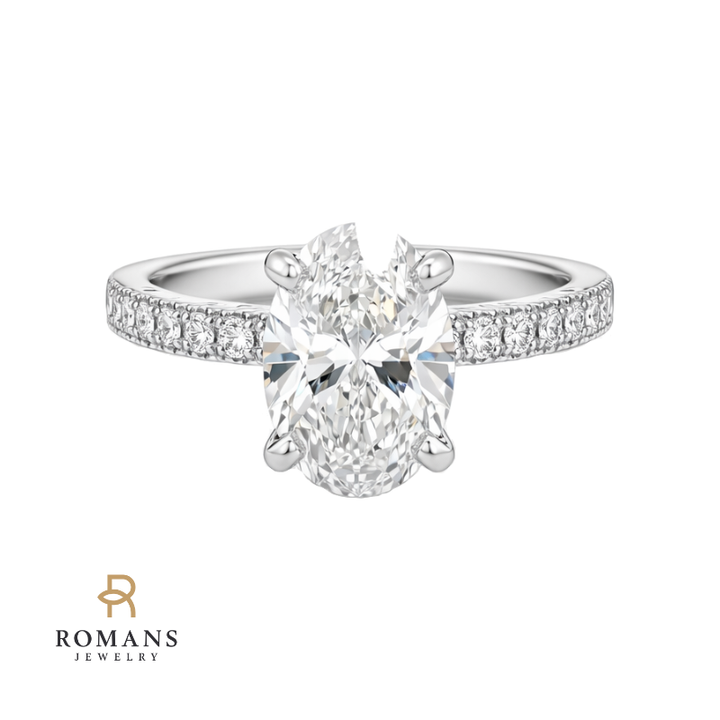 Lab Diamond Oval Engagement Ring Platinum 2.51CT