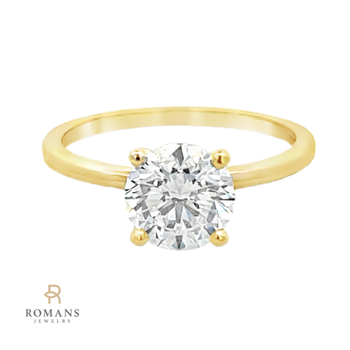 Lab Grown Round Diamond Solitaire 18K Yellow Gold 1.50CT