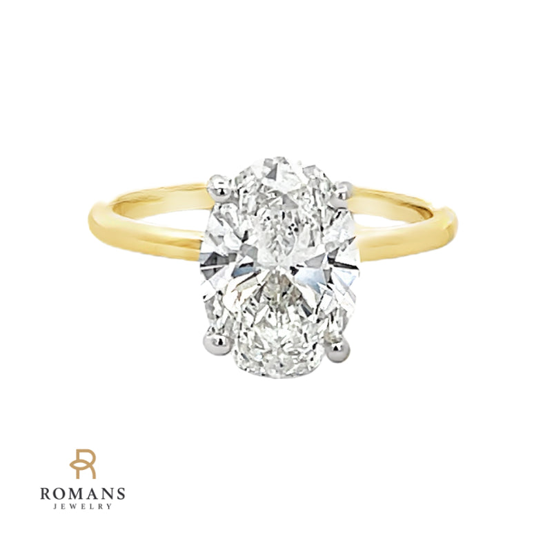 Lab Grown Oval Diamond Hidden Halo Engagement Ring 14K 2.64 CTW