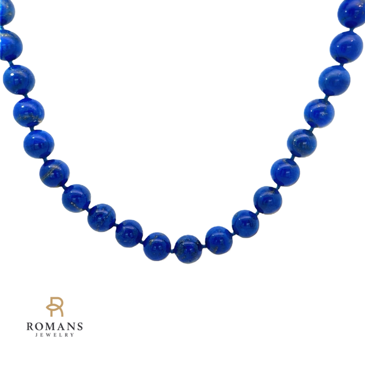 Lapis Beaded Necklace Silver