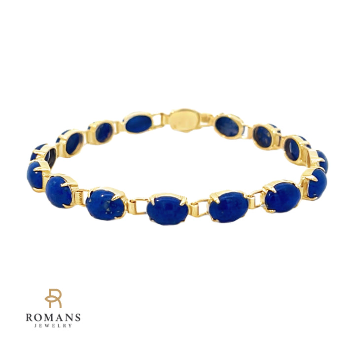Lapis Cabochon Bracelet 14K Yellow Gold