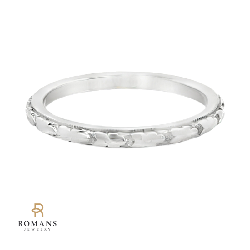 Leaf Band 18K White Gold 2MM