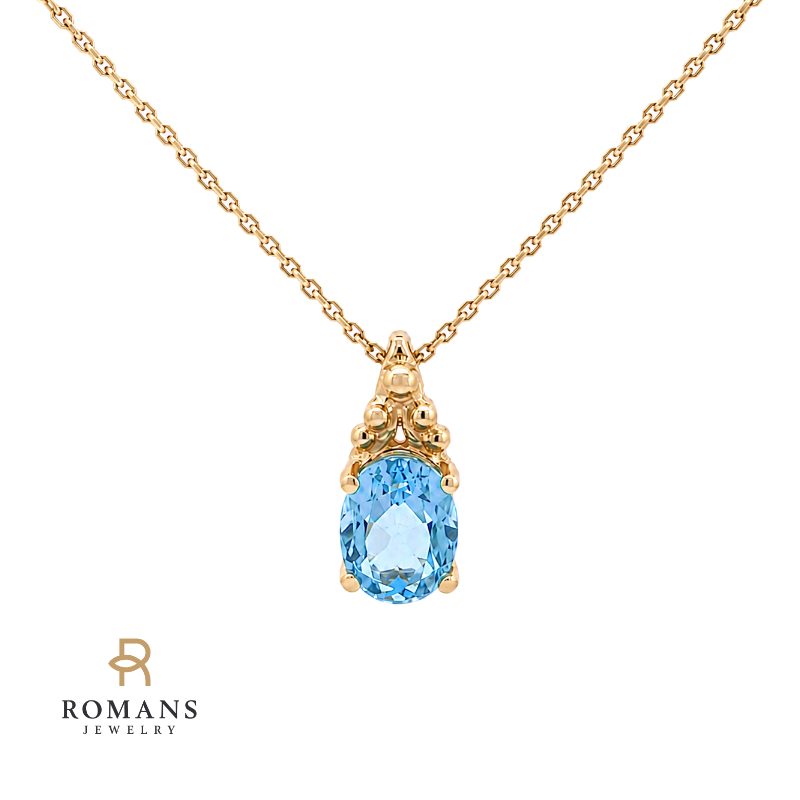 London Blue Topaz Pendant 2.20CT 14K Yellow Gold