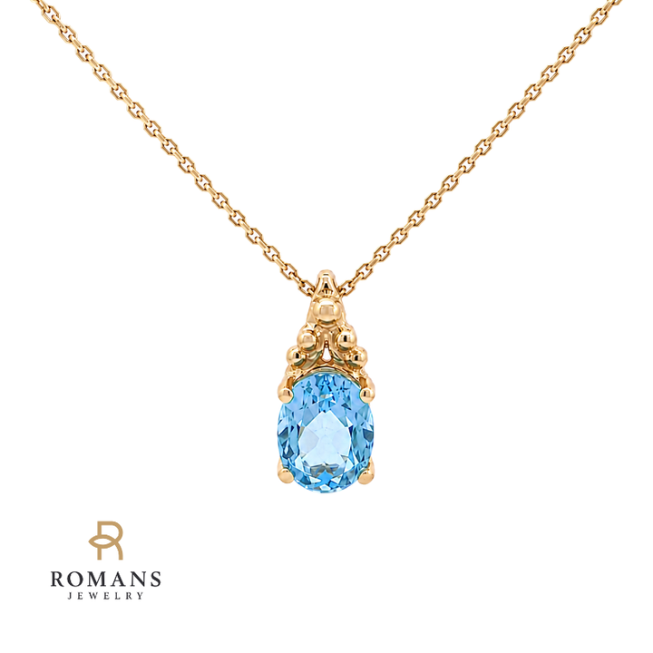 London Blue Topaz Pendant 2.20CT 14K Yellow Gold